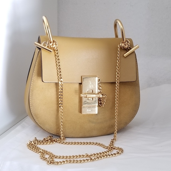 Lovely Auth  CHLOE Drew small Crossbody Leather and suede bag - Picture 9 of 16